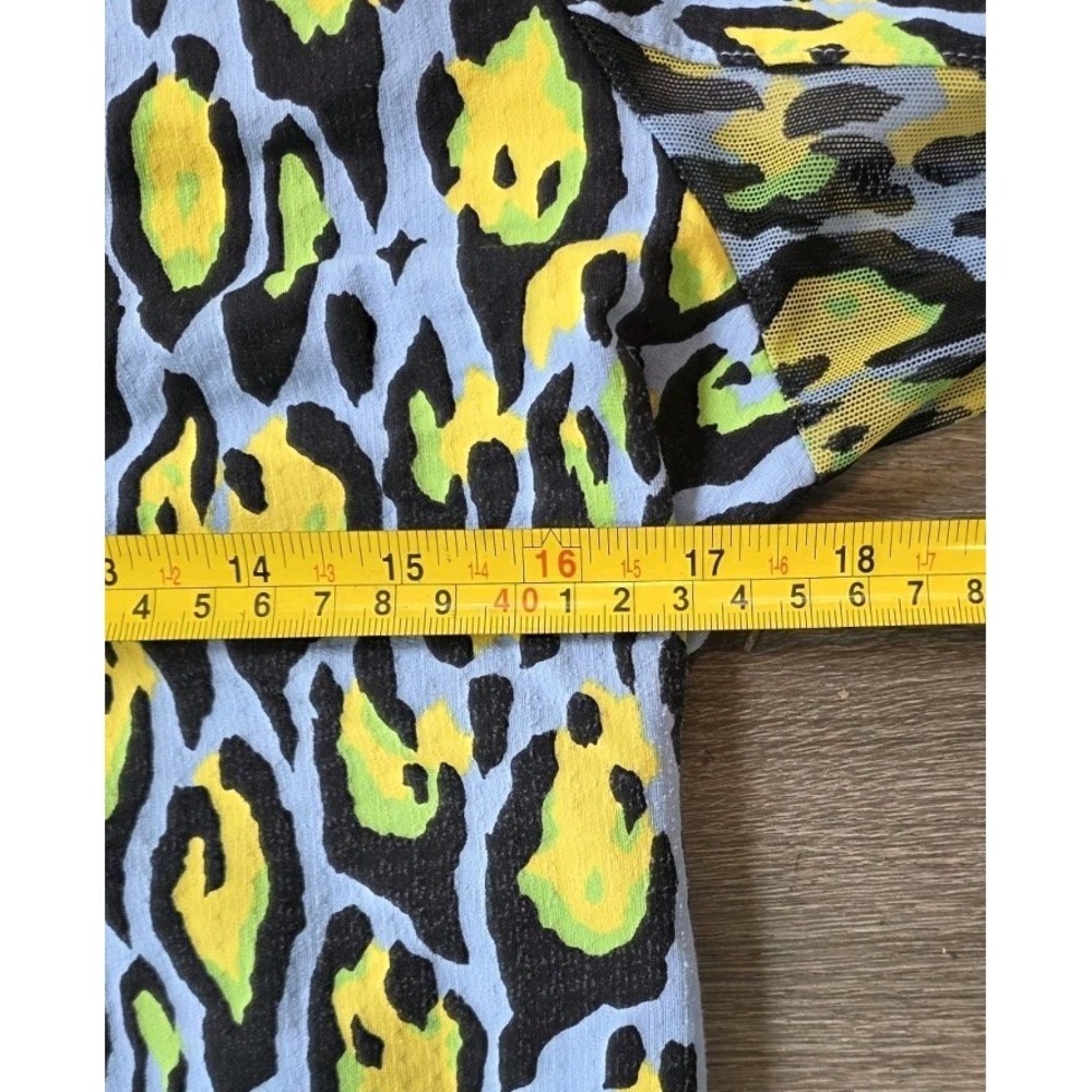 IBKUL GEMMA S Periwinkle Multi Leopard 1/4 Zip Mock Golf Shirt UPF 50+ Quick Dry - Picture 4 of 6